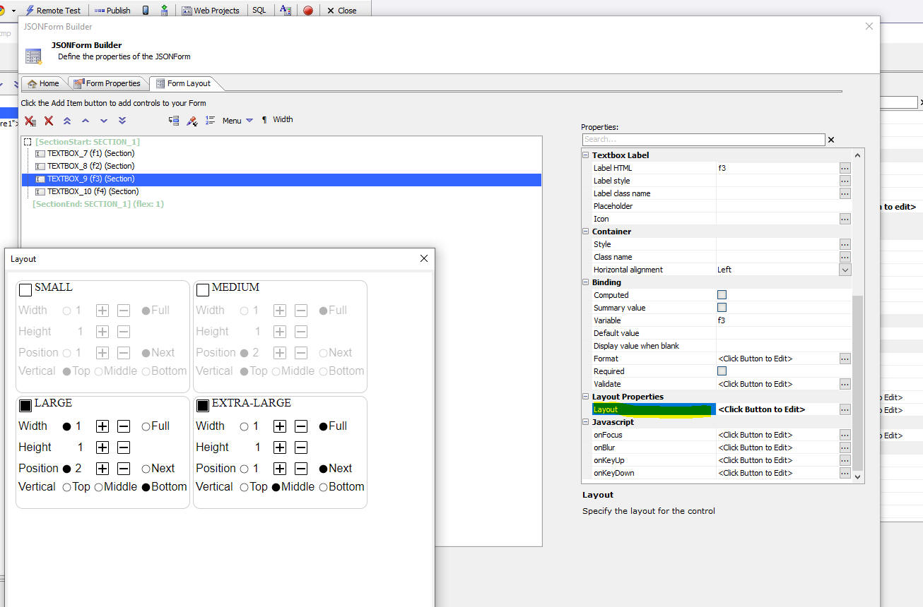 Responsive layout for a control